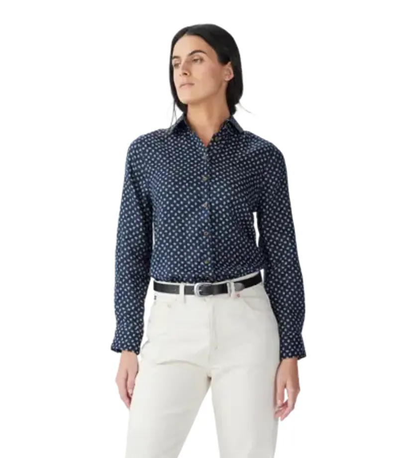 RMW Olney Print Linen Shirt - Navy-2