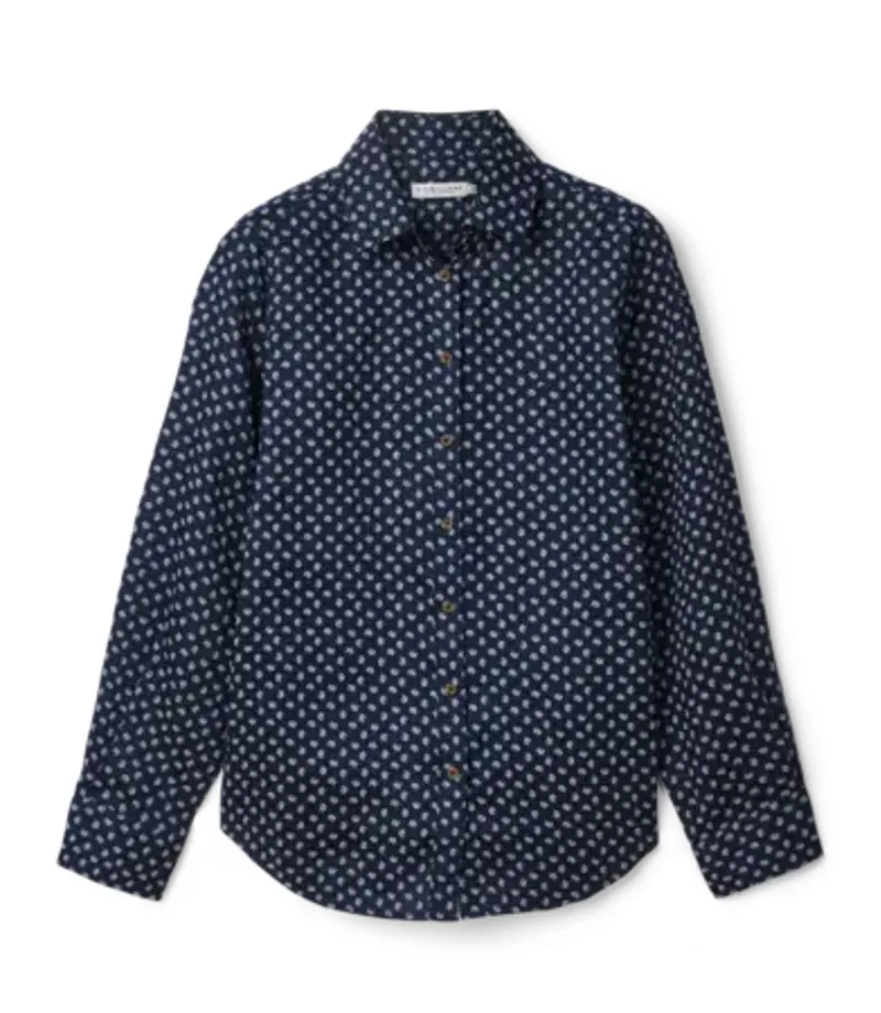 RMW Olney Print Linen Shirt - Navy