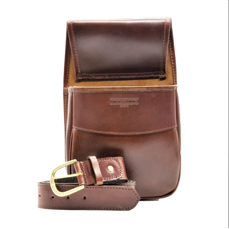 Hicks And Hide Shooting Pouch On Belt - Cognac