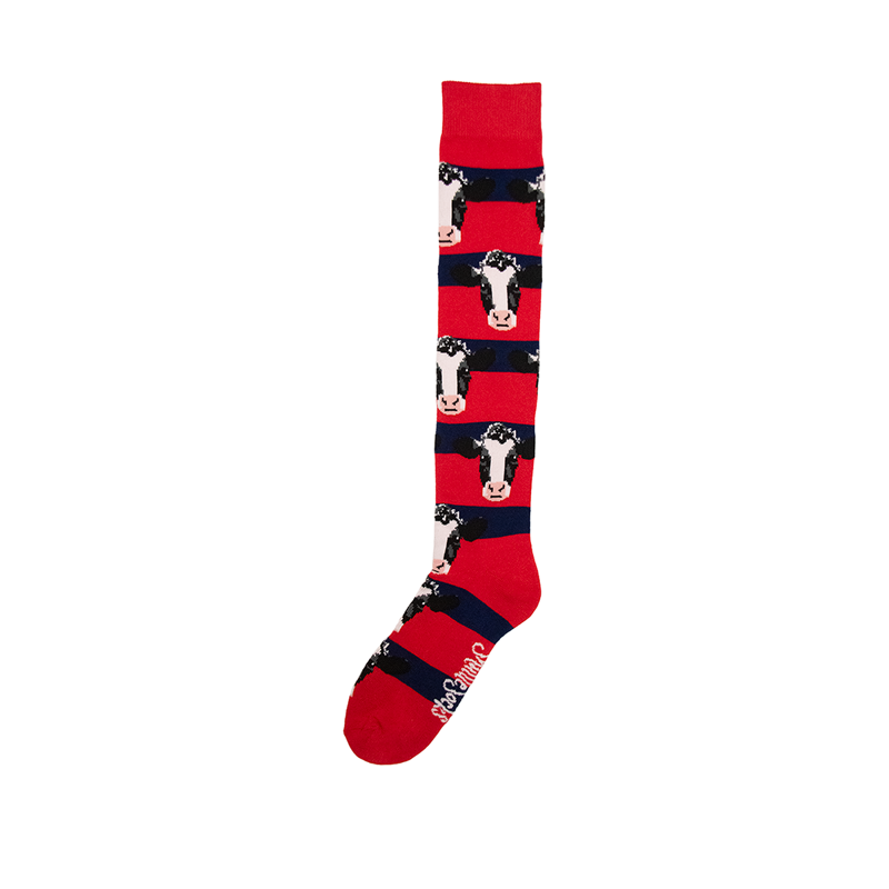 ShuttleSocks Adult Cow Welly Socks - Red/Navy