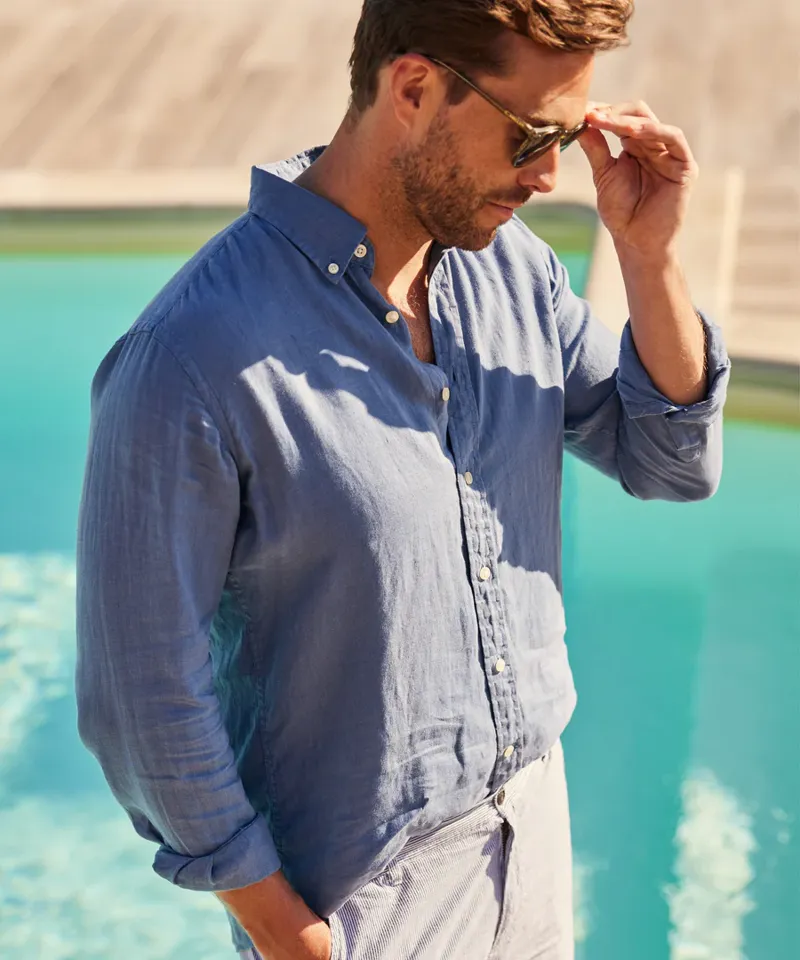 Schoffel Walsingham Linen Shirt - French Navy-1