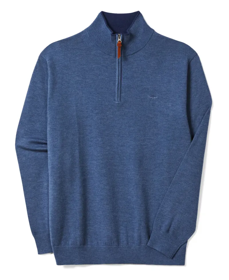 RMW Ernest Gents 1/4 Zip Sweater - Indigo
