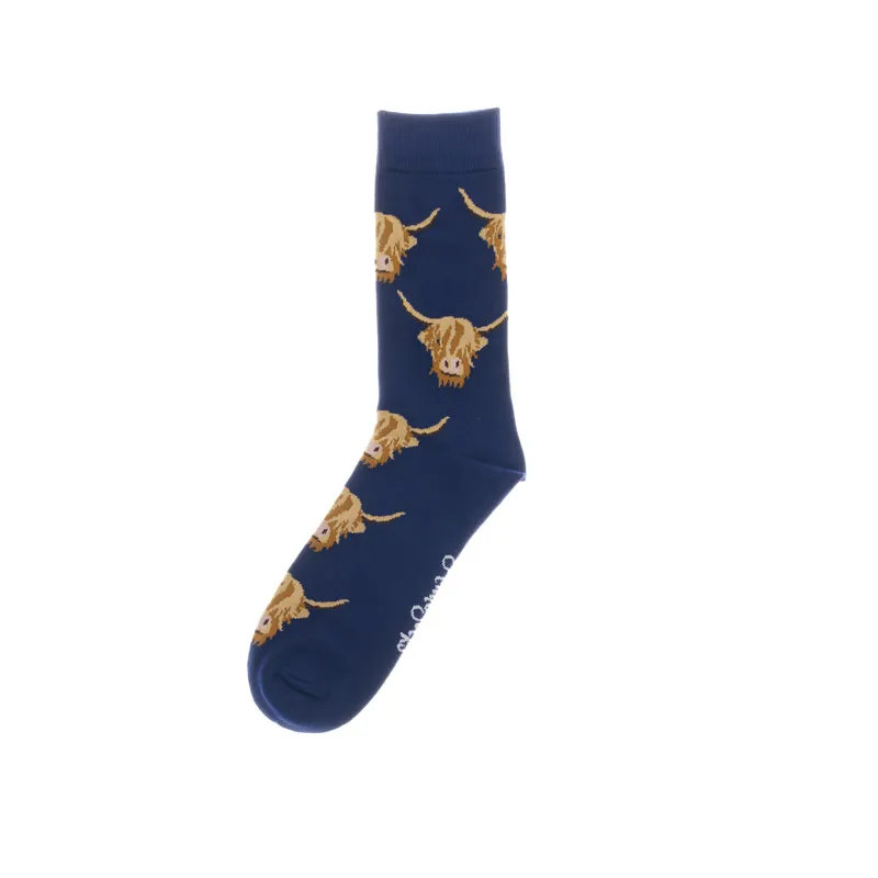 ShuttleSocks Adult Highland Cow Socks - Navy