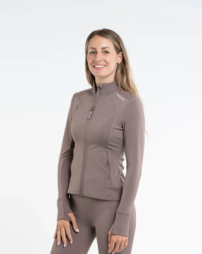 Equidry Water Repellent Zip Up Top - Mocha