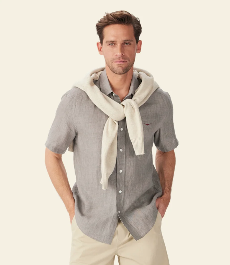 RMW Newman Short Sleeve Linen Shirt - Fatigue-1