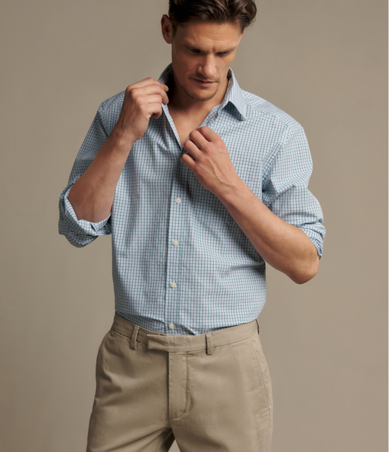 RMW Quinn Poplin Check Shirt - Green -1
