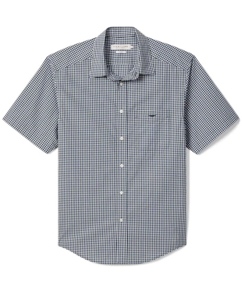 RMW Mogo Poplin Check Short Sleeve Shirt - Navy Char