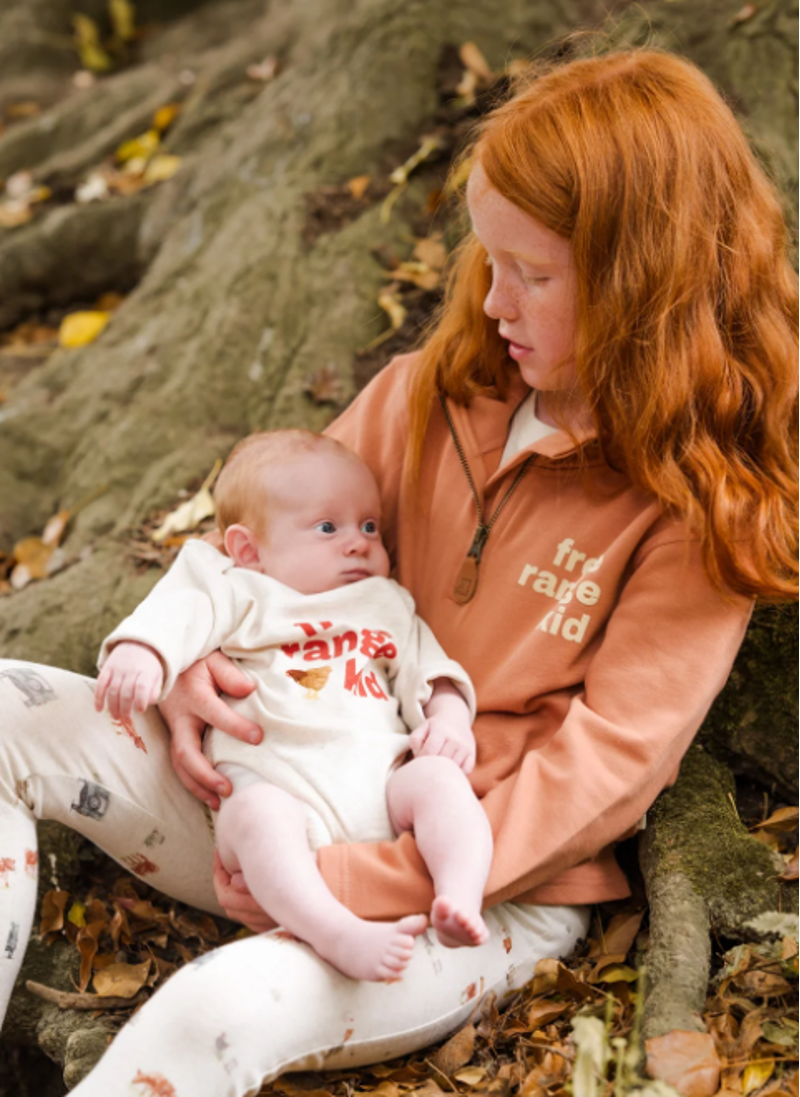 Sew Aneira 'Free Range Kid' Organic Cotton 1/4 Zip - Terracotta