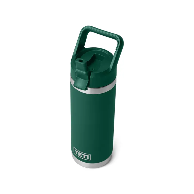 YETI Rambler 18oz Coloured Straw Cap Bottle - Black Forest Green-1