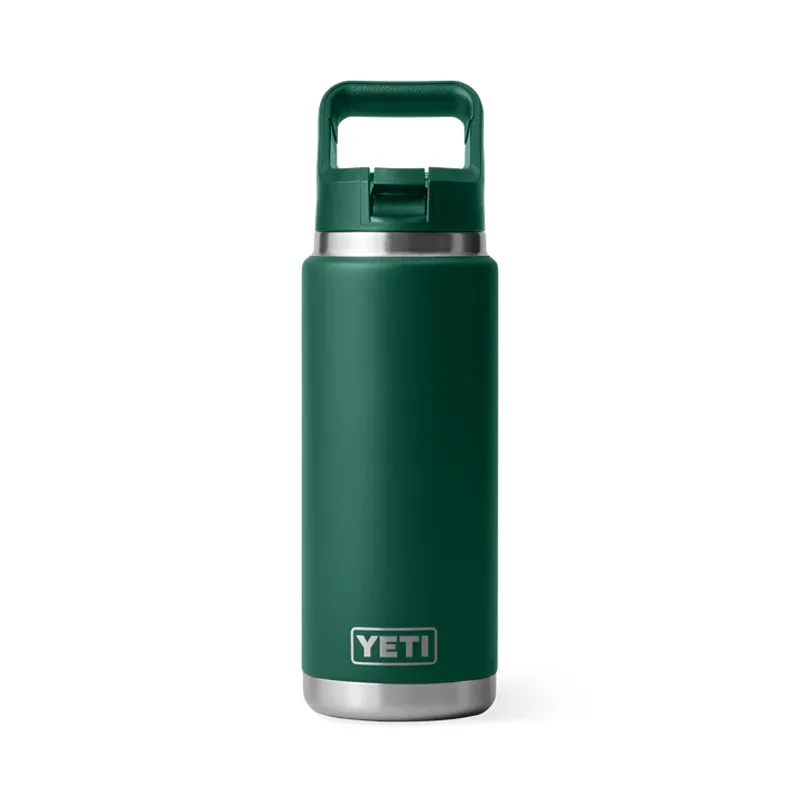 YETI Rambler 26oz Coloured Straw Cap Bottle - Black Forest Green