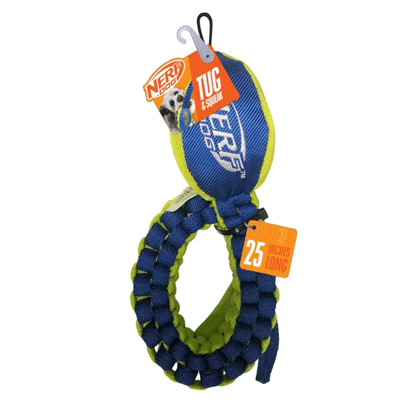 Nerf Dog Squeak Vortex Chain Tug Yellow/ Blue