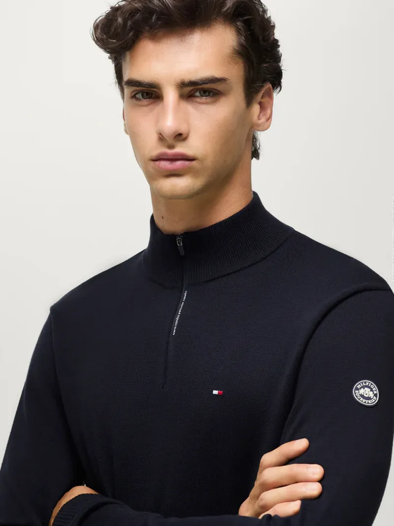 Tommy Hilfiger Gents Irvine 1/4 Zip Sweater - Desert Sky-1