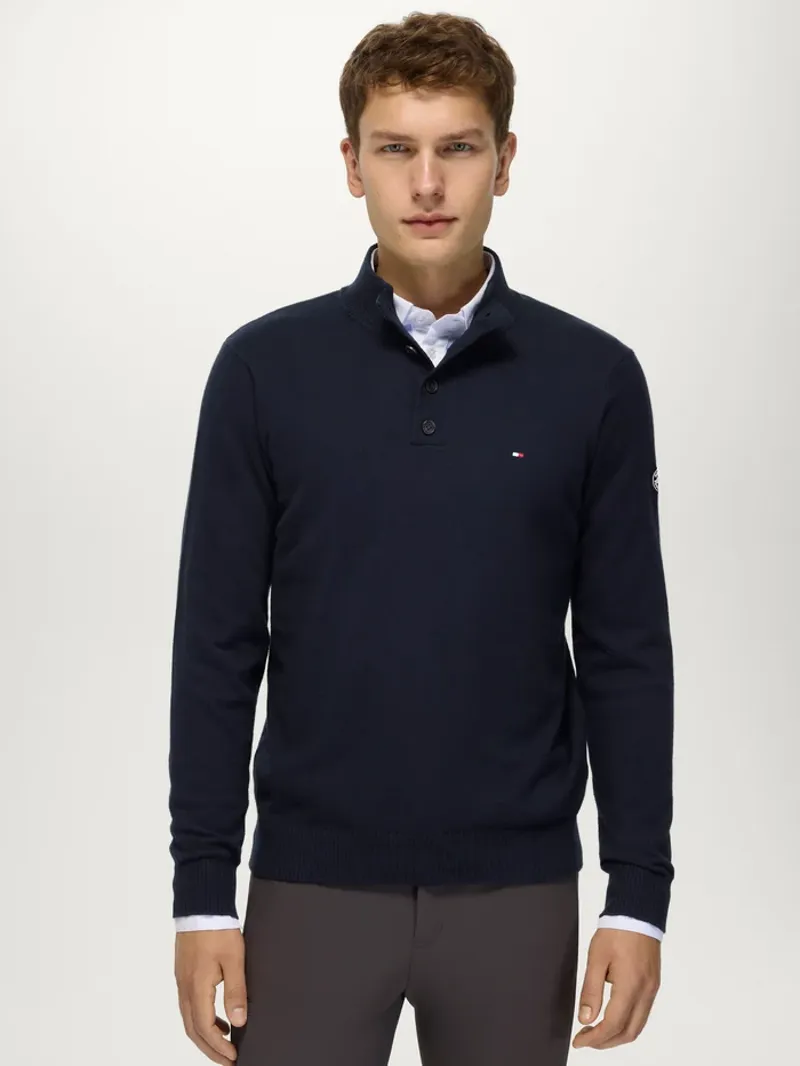 Tommy Hilfiger Scott Gents 1/4 Button Sweater - Dessert Sky