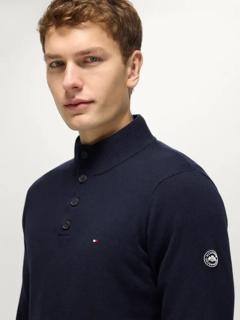 Tommy Hilfiger Scott Gents 1/4 Button Sweater - Dessert Sky-2