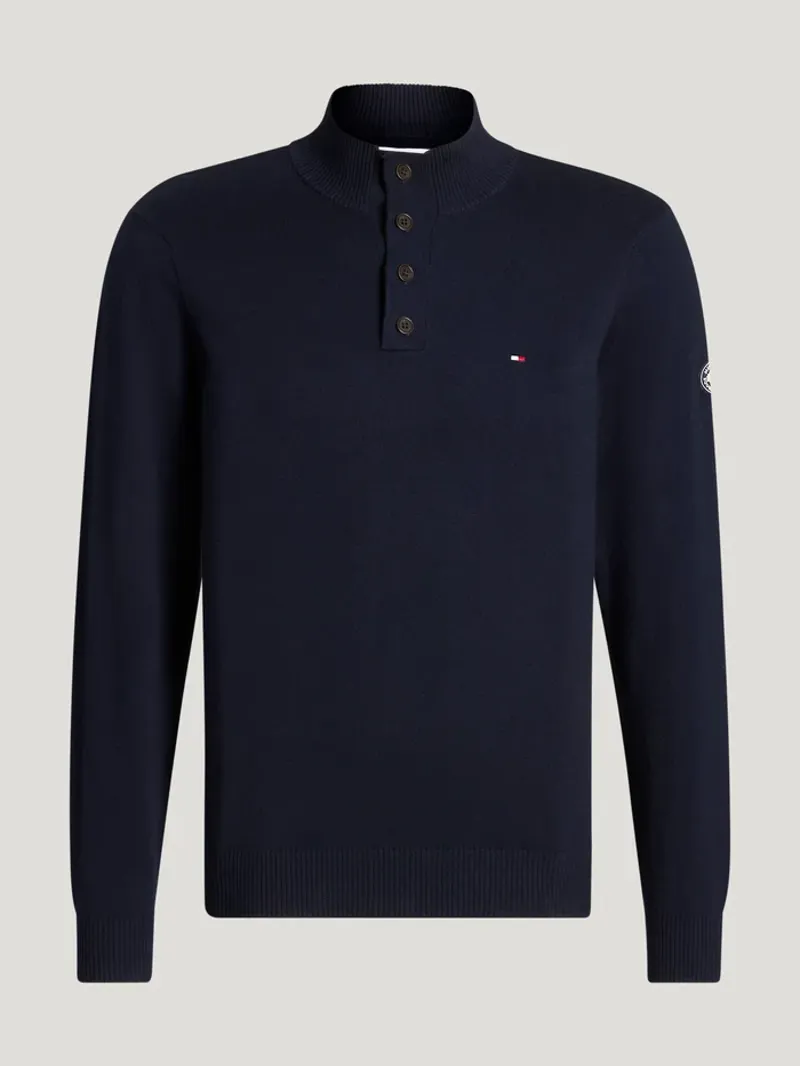 Tommy Hilfiger Scott Gents 1/4 Button Sweater - Dessert Sky-3