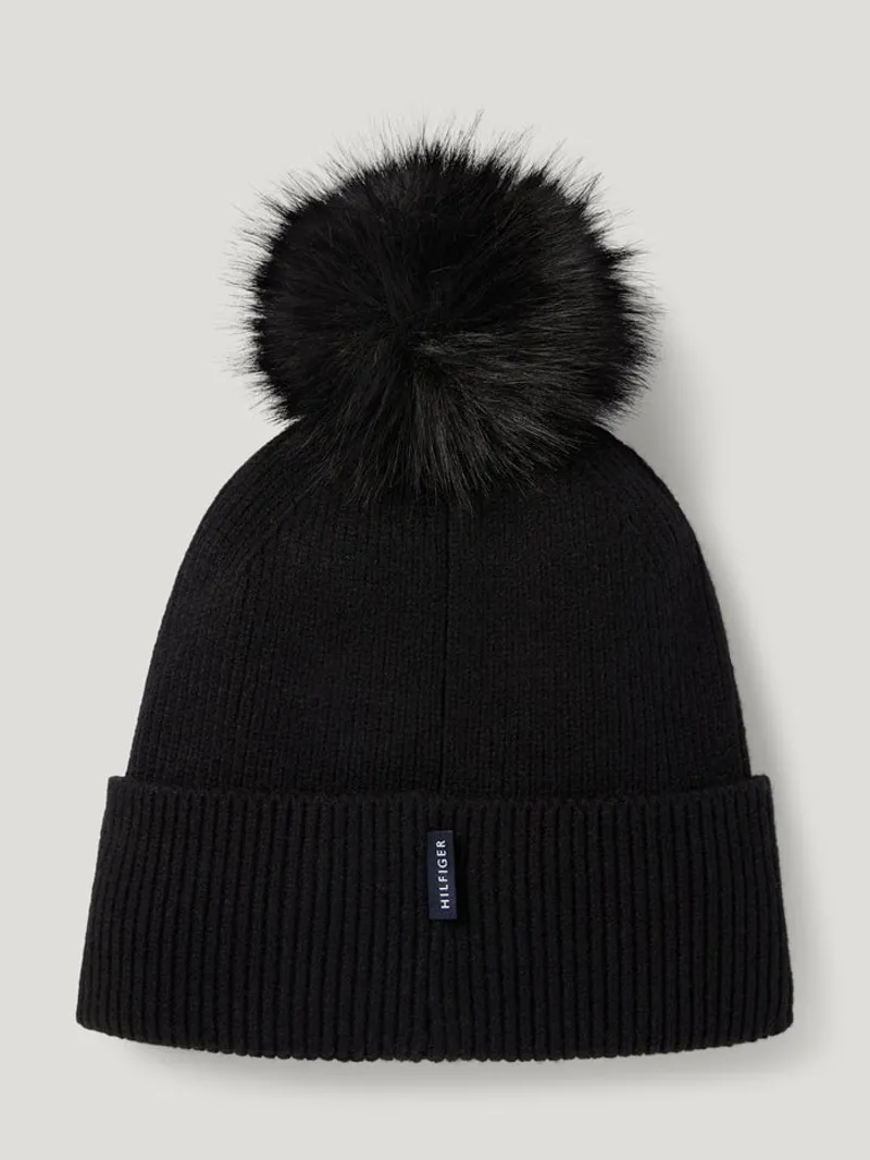 Tommy Hilfiger Daly Women Rhinestone Pom Pom Beanie - Black-2