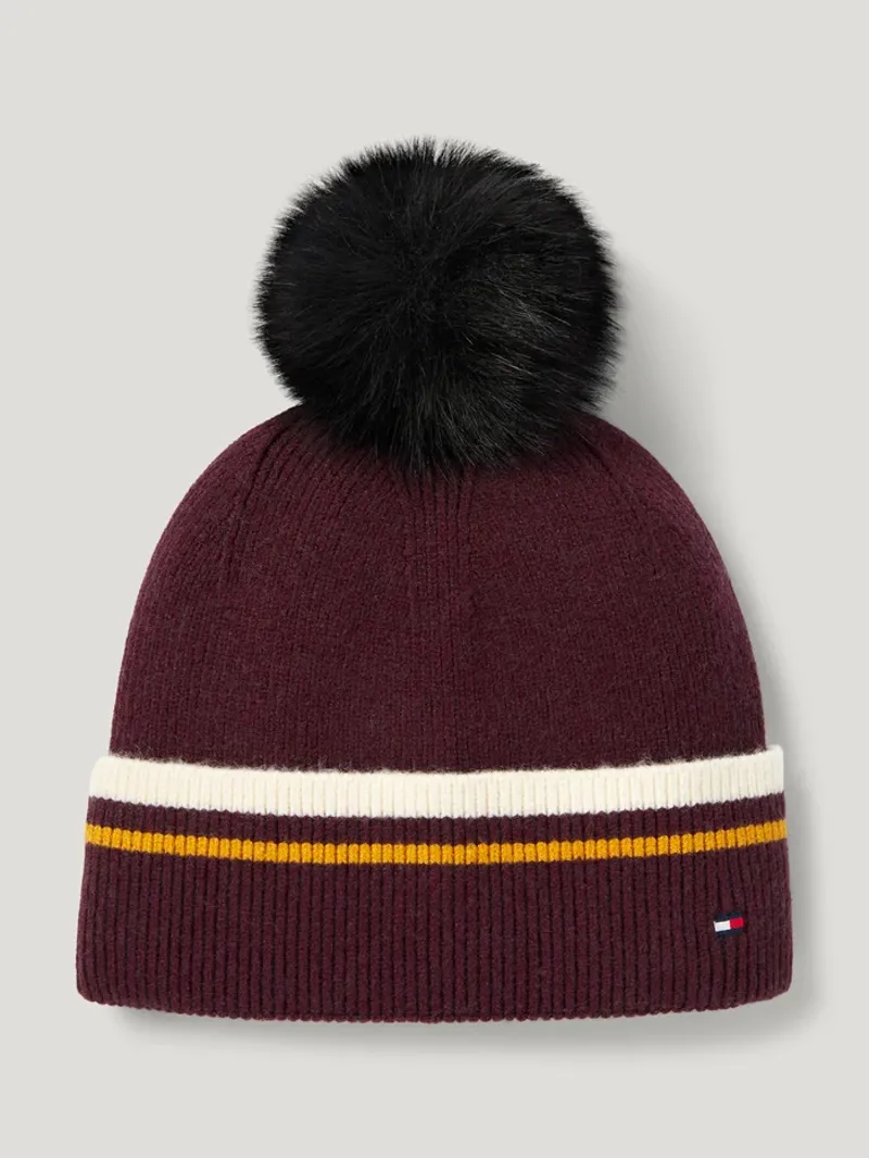 Tommy Hilfiger Dean Pom Pom Beanie - Deep Burgundy