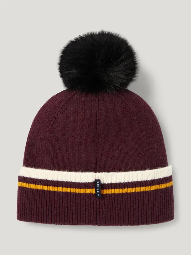 Tommy Hilfiger Dean Pom Pom Beanie - Deep Burgundy-2