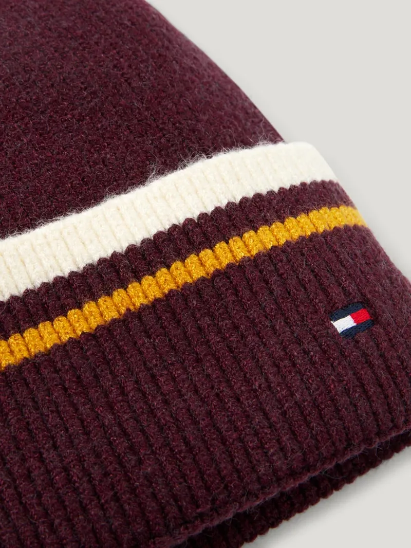 Tommy Hilfiger Dean Pom Pom Beanie - Deep Burgundy-3