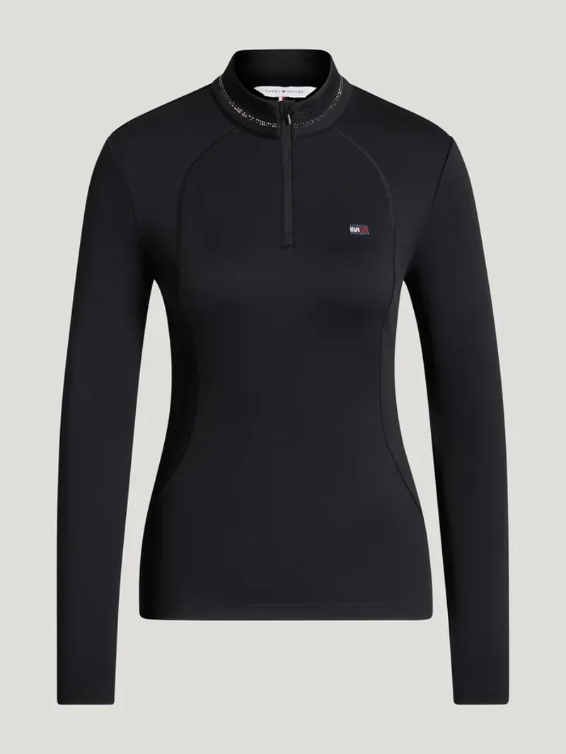 Tommy Hilfiger Cady Ladies 1/4 Zip Rhinestone Training Top - Black-3