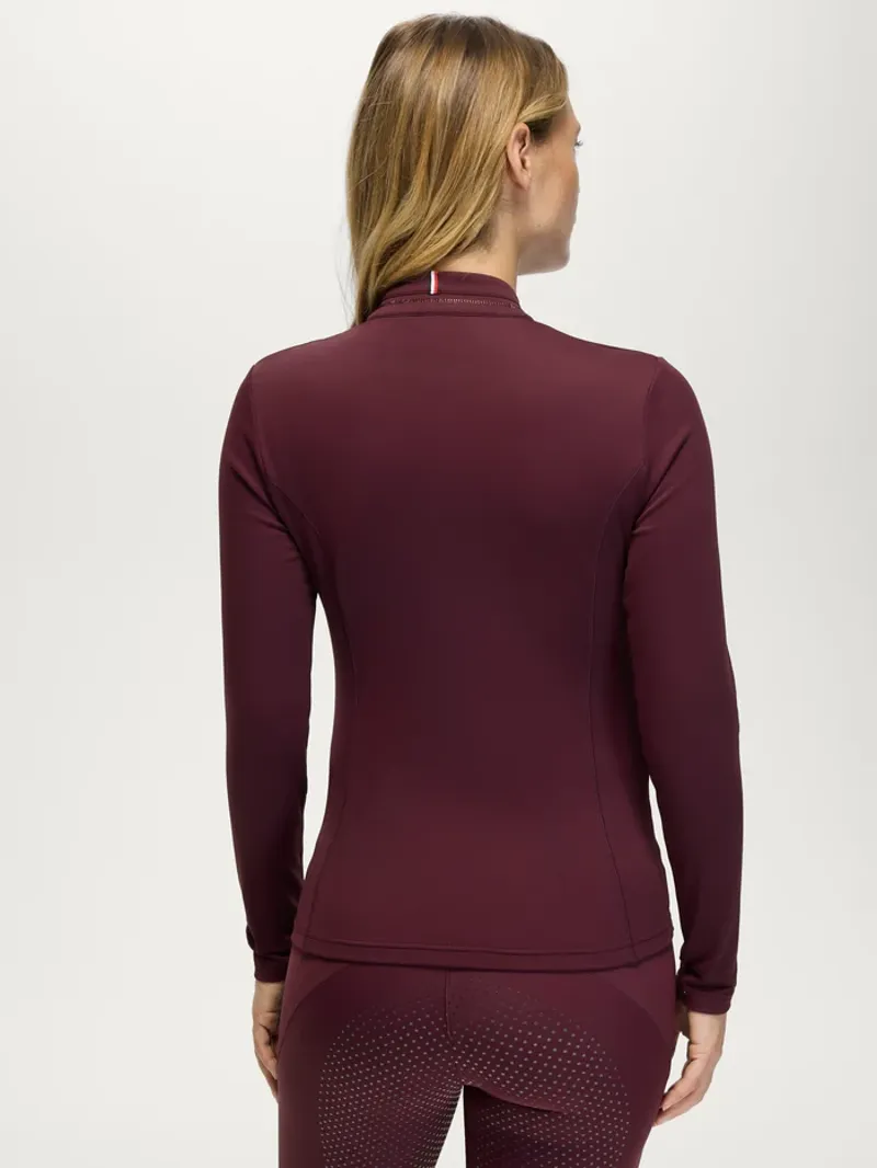 Tommy Hilfiger Cady Ladies 1/4 Zip Rhinestone Training Top - Deep Burgundy-2