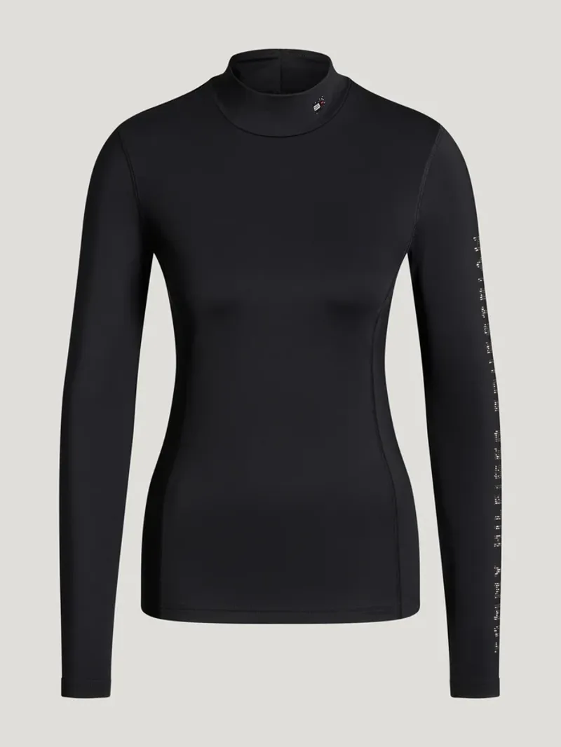 Tommy Hilfiger Amelie Ladies Rhinestone High Neck Baselayer - Black-3