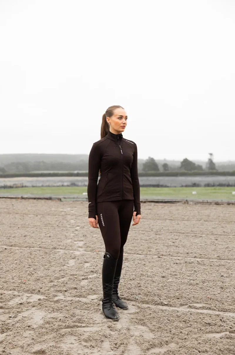 EQUIDRY Water Repellent Leggings Full Seat - Brown/ White