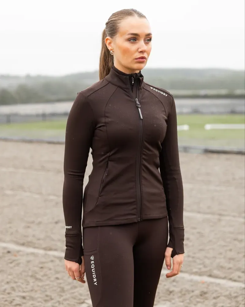 EQUIDRY Water Repellent Zip Up Top - Brown / White-6