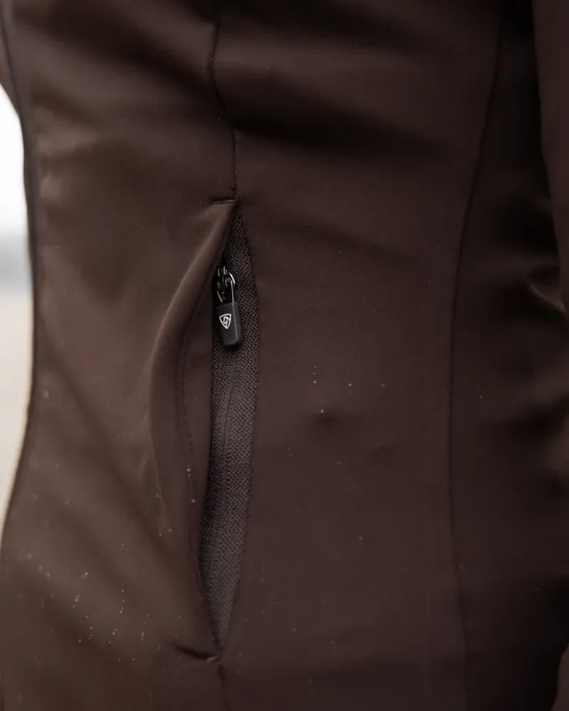 EQUIDRY Water Repellent Zip Up Top - Brown / White-7