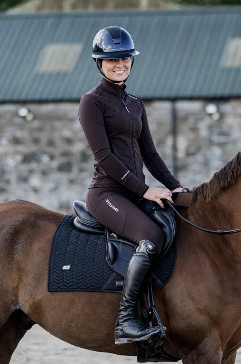 EQUIDRY Water Repellent Leggings Full Seat - Brown/ White-2