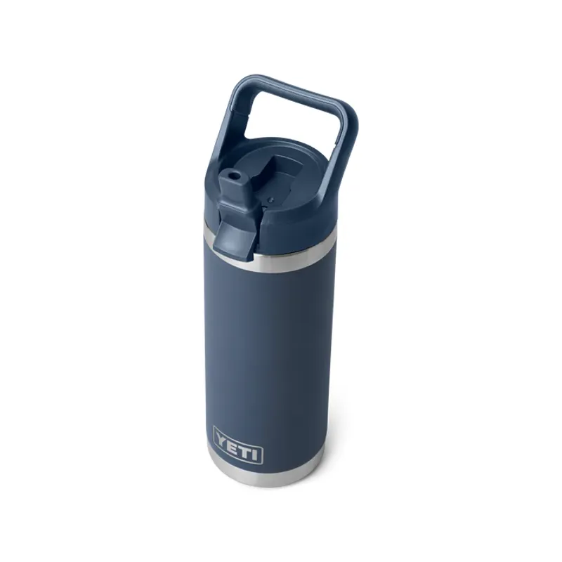 YETI Rambler 18oz Coloured Straw Cap Bottle - Navy-1