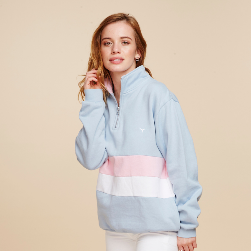 Whale Of A Time Suffolk Quarter Zip Sweatshirt - Blue/Pink/ White-2