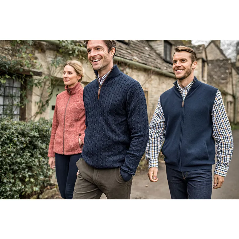 Schoffel Cashmere Cable 1/4 Zip Jumper - Navy -4