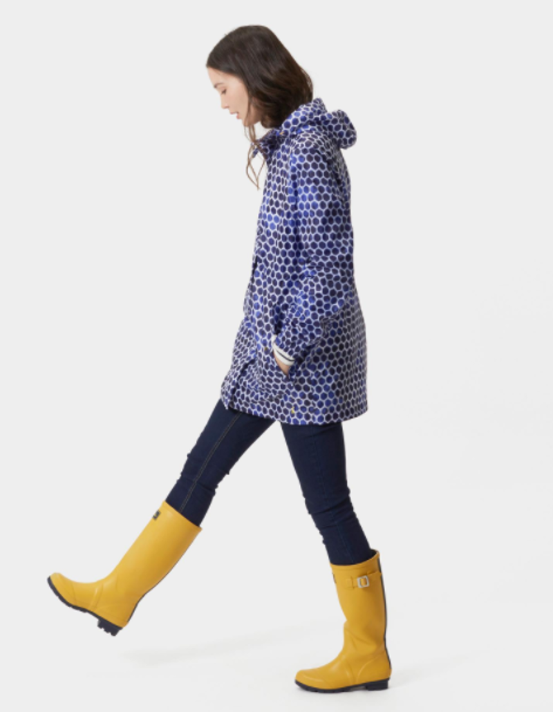 Joules Golightly Pack Away Parka - Pool Blue Spot-1