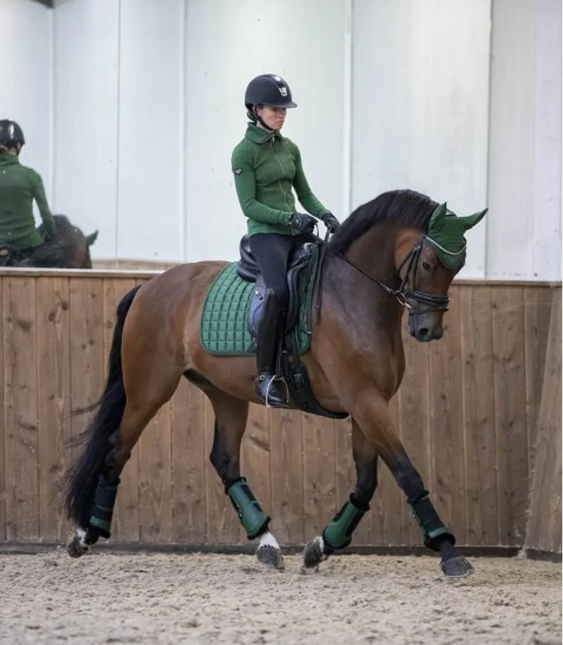 LeMieux Loire Satin Dressage Squares - Hunter Green-1