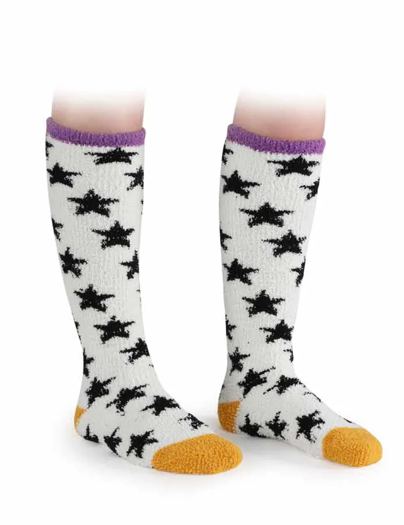 Shires Childs Fluffy Socks - 2 Pack - ZigZag/Star