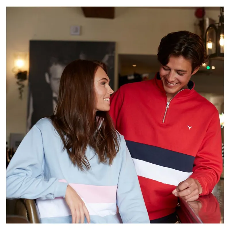 Whale Of A Time Suffolk Quarter Zip Sweatshirt - Blue/Pink/ White-4