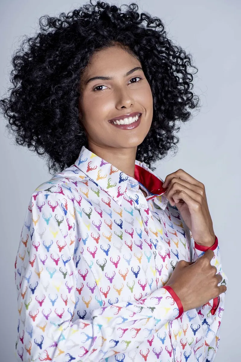 Hartwell Layla Ladies Shirt - Colourful Stags SIZE 8 ONLY