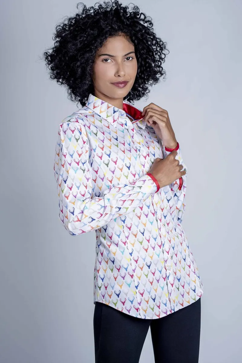 Hartwell Layla Ladies Shirt - Colourful Stags SIZE 8 ONLY-2