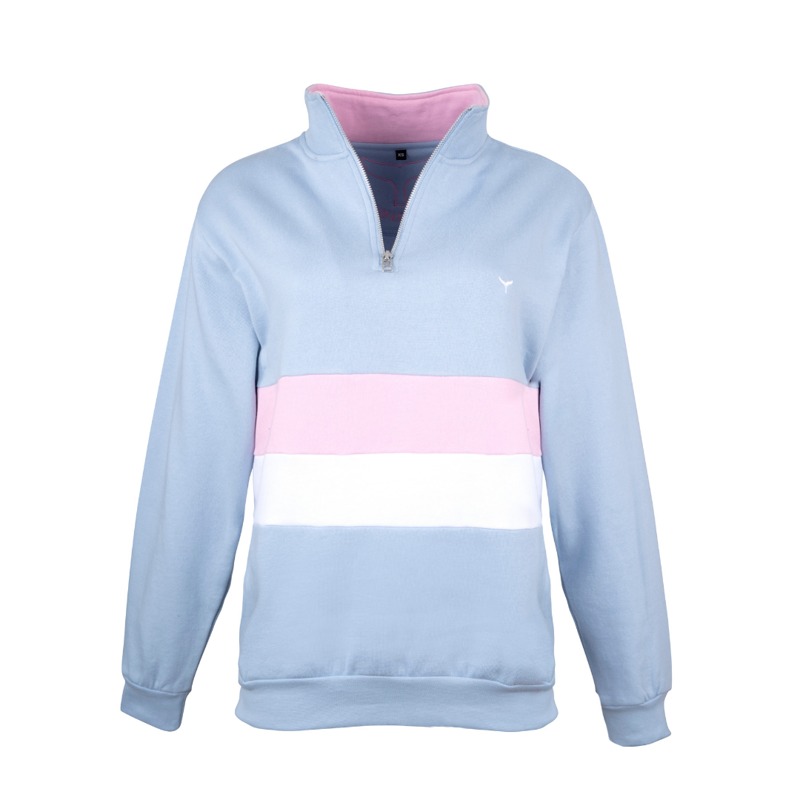 Whale Of A Time Suffolk Quarter Zip Sweatshirt - Blue/Pink/ White-3