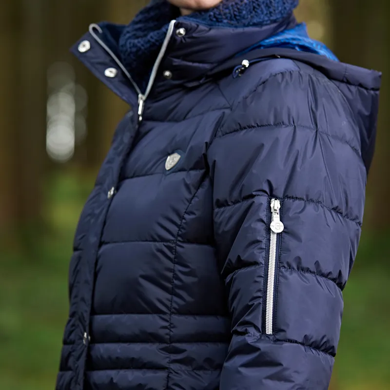 Covalliero Quilted Long Riding Coat - Dark Blue-1