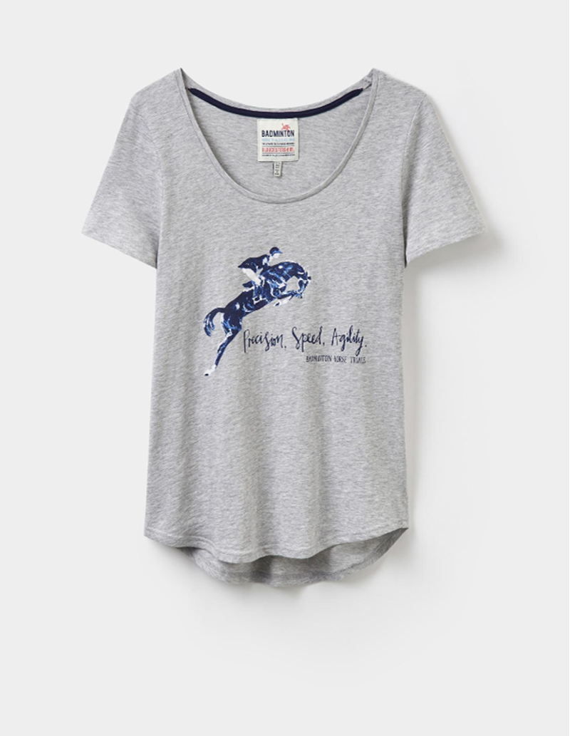 Joules Badminton Ladies Jersey T-Shirt - Grey Marl