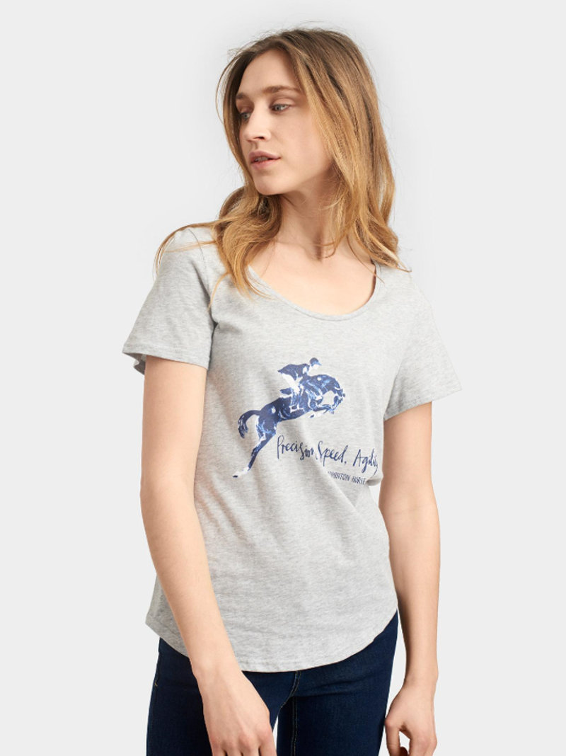 Joules Badminton Ladies Jersey T-Shirt - Grey Marl-1