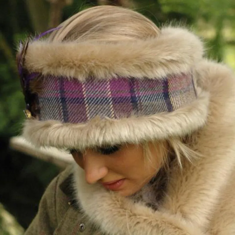 Annabel Brocks Faux Fur Reversible Tweed Head Warmer DO NOT UPLOAD-1