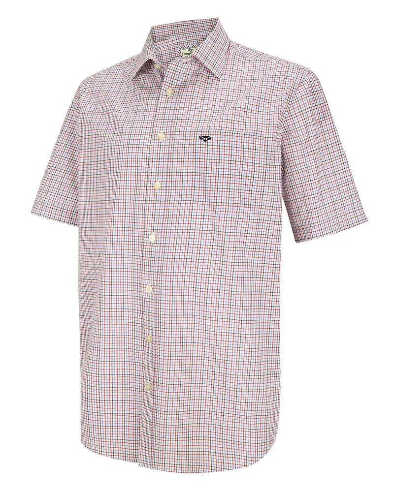 Hoggs Of Fife Muirfield Short Sleeved Shirt - Red/Navy Check