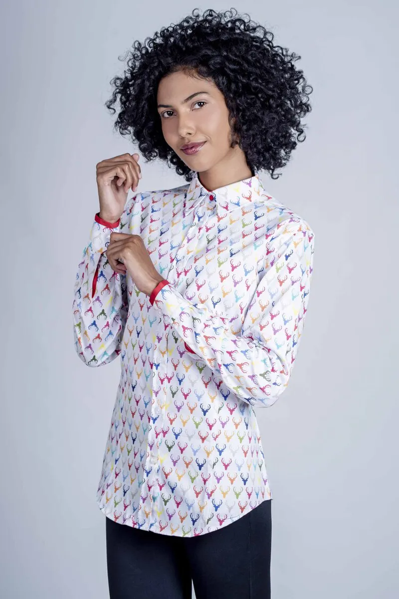 Hartwell Layla Ladies Shirt - Colourful Stags SIZE 8 ONLY-1