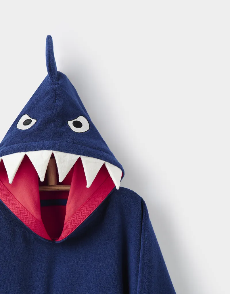 Joules Jawsome Towelling Poncho - Navy Small
