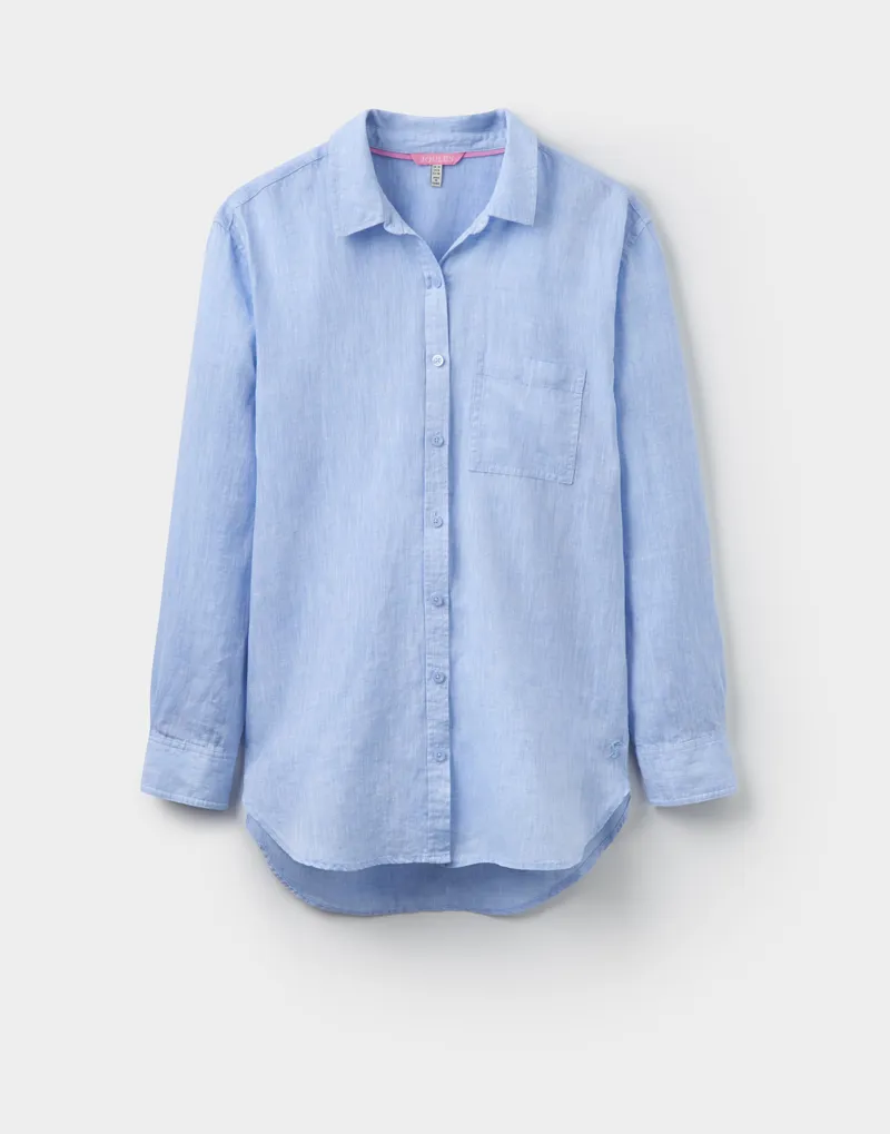 Joules Jeanne Linen Longline Shirt - Chambray