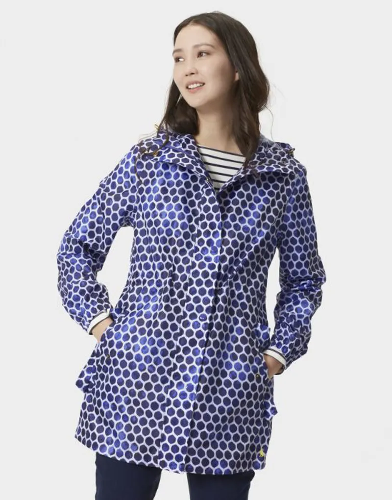 Joules Golightly Pack Away Parka - Pool Blue Spot