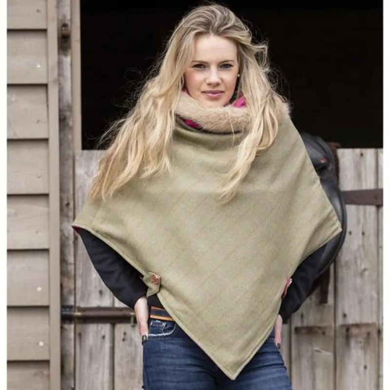 Annabel Brocks Tweed Kimblewick V Cape - Green Tweed